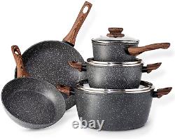 Prikoi Granite Cookware Set, Non Stick Kitchen Pots and Pans Set for Induction S