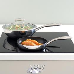 ProCook Tri-Ply Non-Stick Induction Wok & Lid Set Steel With 22cm Frying Pan