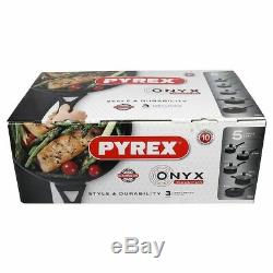 Pyrex Onyx 5 Piece Aluminium Non Stick Induction Pan Set With Glass Lid Black
