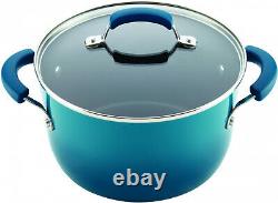 RACHAEL RAY Hard Enamel Cookware Set Nonstick kitchen Pot Pan Utensil Blue 14 PC