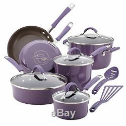 Rachael Ray 16783 Cucina Nonstick Cookware Pots and Pans Set, 12 Lavender