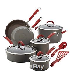 Rachael Ray Cucina 12-Piece Kitchen Cookware Set, Non Stick Pots and Pans Red