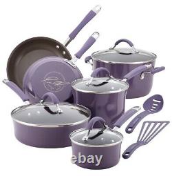 Rachael Ray Cucina Nonstick Cookware Pots and Pans Set, 12 Piece, Lavender