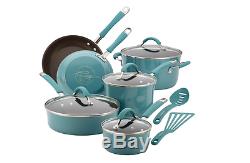 Rachael Ray Nonstick Blue 12 Piece Cookware Set Lids Fry Pans Pots Kitchen NEW