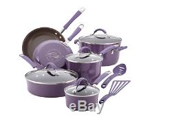 Rachael Ray Nonstick Purple 12 Piece Cookware Set Lids Fry Pans Pots Kitchen NEW