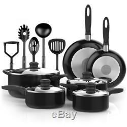 Rachel Ray Cookware Set Nonstick Black Pots Pans Lids Teal Non Stick 15 Pcs Us