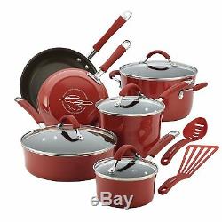 Rachel Ray Cookware Set Nonstick Cranberry Red Kitchen Pots Pans Lids Teal Non S