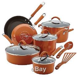 Rachel Ray Cookware Set Nonstick Kitchen Pots Pans Lids Non Stick Pumpkin Orange