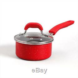 Red Cooking Pot Set 10-Piece Non-Stick Cookware Frying Pan Skillet Crock Pot