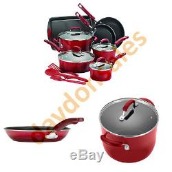 Red Cookware Set 14 Piece Nonstick Enamel Pot Pans Kitchen Cooking Rachel Ray