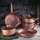 Rose Gold Pots & Pans Set 8pc Non-Stick Induction Hob Frying & Saucepan Cookware