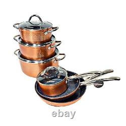 Rosenberg 10 Piece Hammered Copper Cookware Set with Nonstick Coating, Induction