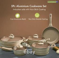 Royalford 5Pc Forged Aluminium Non-Stick Granite Cookware Set Induction Safe