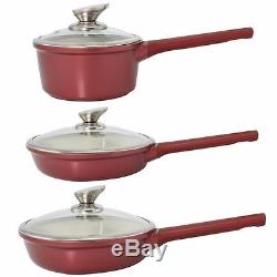 Royalty Line 16 Piece Cookware Set Marble Coating Non Stick Bordeaux Red