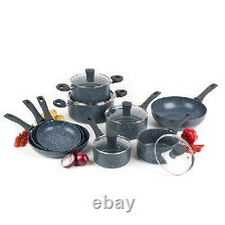 Russell Hobbs Cookware Pots & Pans Set Non-Stick 9 Piece Blue Marble Aluminium