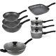 Salter Pan Set 8-Piece Non-Stick Cooking Pans Induction Megastone Silver/Black