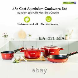 Saucepan Cookware Set Non-Stick 4Pc Aluminium Induction Safe Casserole Royalford