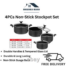Saucepan Set 4 Piece Non Stick Pan Set Glass Lid Sonex Classic King Stockpot Set
