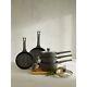 Saucepans Pots +Frying Pans-Alloy Glass 5 Piece Black Set + Lids 14 Yr Warranty