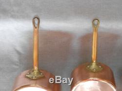 Set of 4 French Vintage COPPER ALU SAUCE PANS riveted Brass Handles