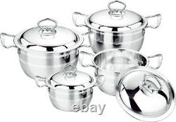 Set of 4 Stainless Steel Non Stick Saucepans Cookware Cooking Pots Pan With Lids