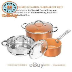 Shineuri Nonstick Ceramic Copper Cookware Set, Aluminum Pots And Frying Pans Set
