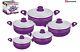 Sq Professional 5 Pc Ceramic Coated Non Stick Cooking/Casserole Pot Set Purple