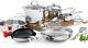 Stainless Steel Cookware Set Non Stick Oven Safe Soup Pot Fry Pan Lid 18-Piece