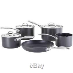 Stellar 6000 5 Piece Hard Anodised Non-Stick Pan Set with Lids, Induction Cookware