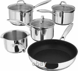 Stellar 7000 5 Piece Pan Set with Draining Lids, Induction Ready Stainless Steel