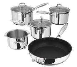 Stellar 7000 5-Piece Set of Stainless Steel Pans Teflon Non Stick With Lids