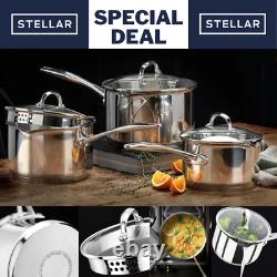 Stellar 7000 S7A1D Set of 3 Stainless Steel Draining Pans 16,18,20cm Induction