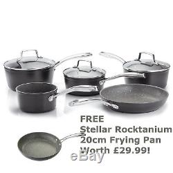 Stellar Rocktanium 5 Piece Stone Quartz Saucepan Set SPC1 FREE 20cm Frying Pan