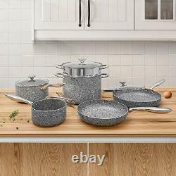 Stone Cookware Set 10 Pcs Ultra Nonstick Pot&Pan Set With Stone Derived Coating