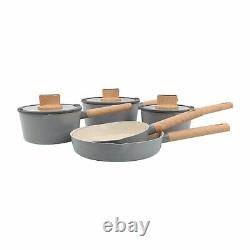 Stylish Grey 5-Piece Pan Set Non stick Saucepan pots Frying / Dishwasher safe