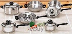 Surgical Stainless Steel Cookware Set 17 Pc. Piece Cooking Pot Pan