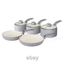 Swan Retro 5 Piece Pan Set in Grey Vintage Kitchen Cookware. 5 Year Guarantee