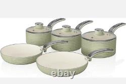 Swan Retro Induction Pan Set Easy to Clean Green 5 Piece! New