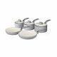 Swan Retro Non Stick Saucepans & Frying Pans 5 Piece Set With Glass Lid Grey
