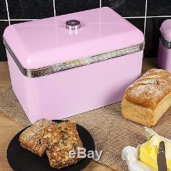 Swan Retro Pink 5 Piece Pan Set, Bread Bin, 3 Canisters, Mug Tree & Towel Pole