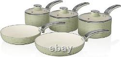 Swan SWPS5020GN Retro Induction Pan Set, Easy to Clean, Green, 5 Piece