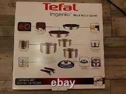 TEFAL Ingenio Pots and Pans Set, Stainless Steel, 13-Piece, Brand New