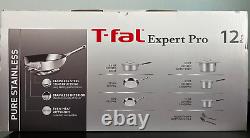 T-Fal Expert Pro 12 Piece Pure Stainless Steel Cookware Set E769SC74 Brand NEW