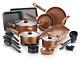 T-fal Copper Ceramic Nonstick Cookware Bakeware Pots and Pans Set, 20 Piece