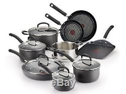 T-fal Nonstick Cookware Set 14 Piece Kitchen Cooking Pans and Pots Hard Anodized