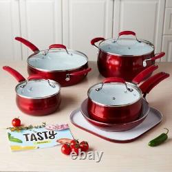 Tasty 11Pc Cookware Set Non-Stick Titanium Reinforced Ceramic Red