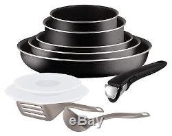 Tefal 10 Piece Ingenio Pan Set Aluminium Frying Saucepan with Detachable Handle