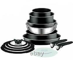Tefal 14 Piece INGENIO Essential Non-stick Pots & Frypan Cookware Set Black