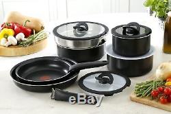 Tefal Cooking Set 13 Pc Black Kitchen Non Stick Saucepan Cookware Pots Pans Lids
