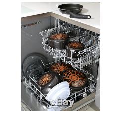 Tefal Ingenio Enamel Non-Stick Cookware Frying Pan Saucepan Set 4 PCS Black